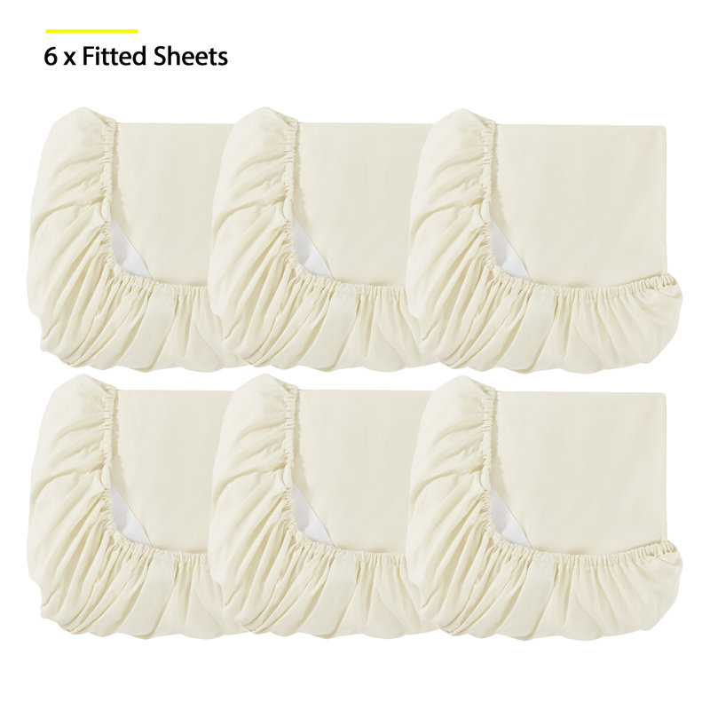 Draps-housses en microfibre brossée 6PK, Drap-housse simple TG, Ivoire ivoire