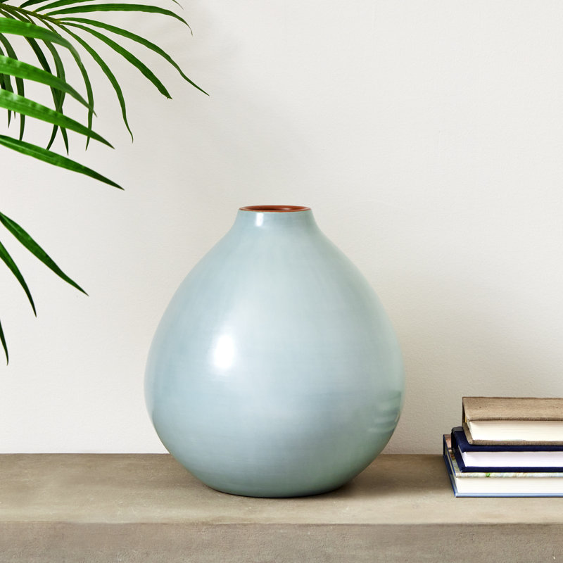 Zayas Handmade Ceramic Table Vase, Light Blue