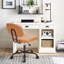 PU-Leather Task Chair, Compact Home Office Armless Chair, Ergonomic Padded Swivel Drafting Chair-1956973036