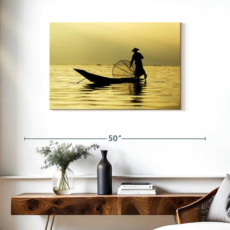 Pêcheur du lac Senne Inle, H 24 po x l 36 po