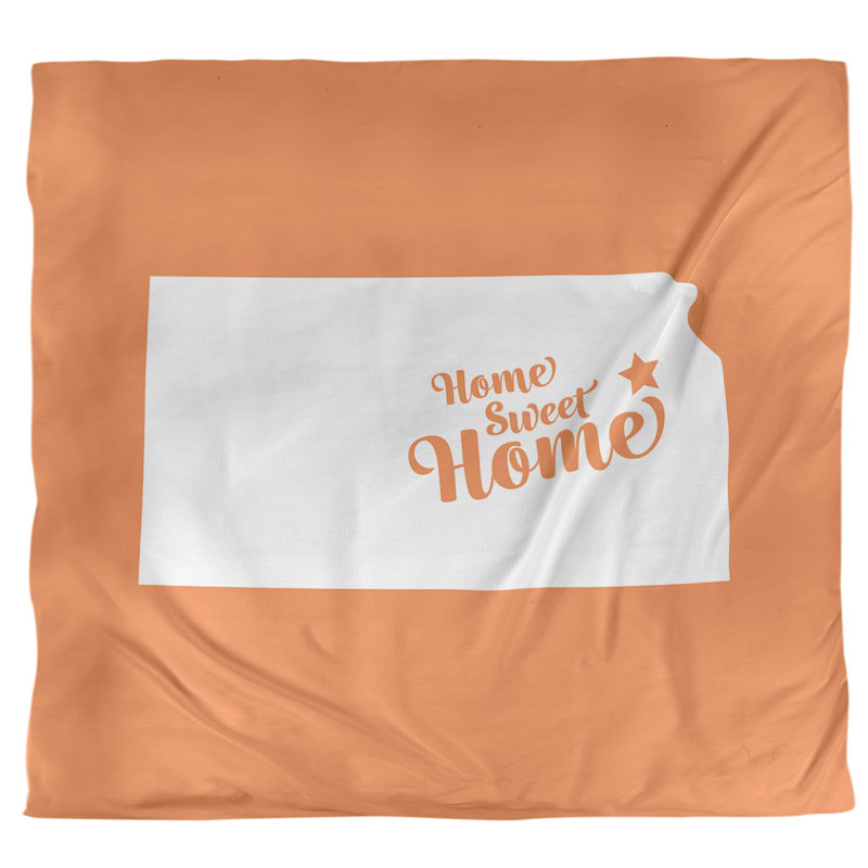 Housse de couette simple pour la maison Topeka, Polyester brossé, Housse de couette pour très grand lit, Orange