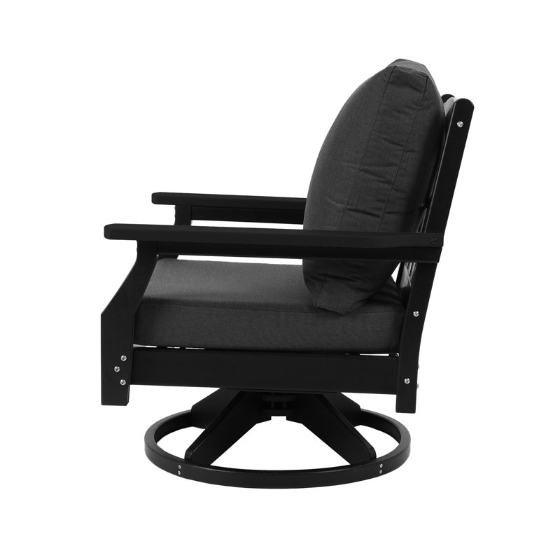 Stas - Chaise pivotante avec coussins - Structure noire et coussins gris
