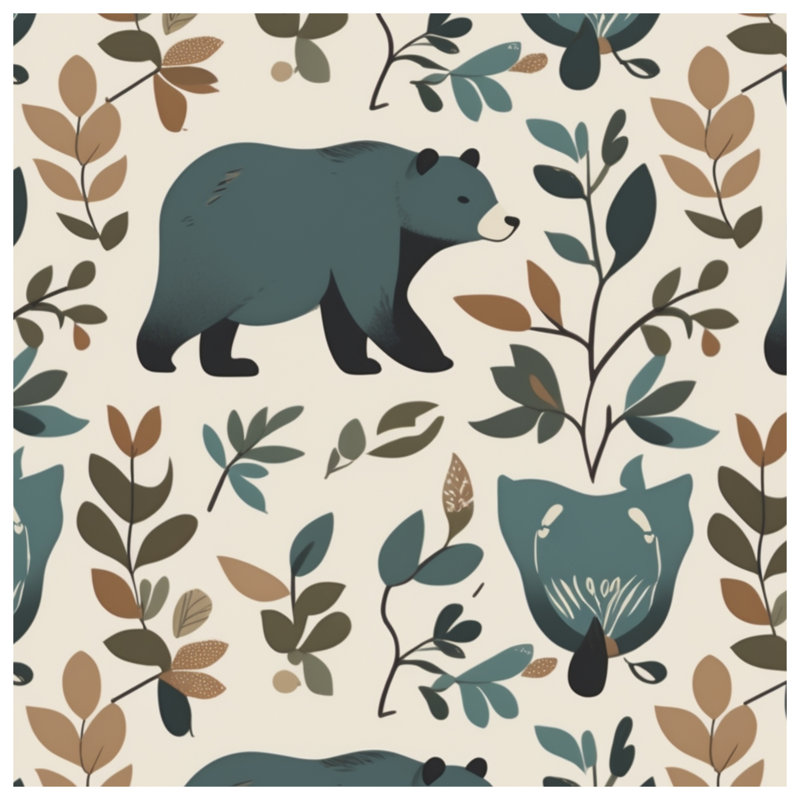 Ours avec couvertures à feuilles, L 60 po x H 80 po