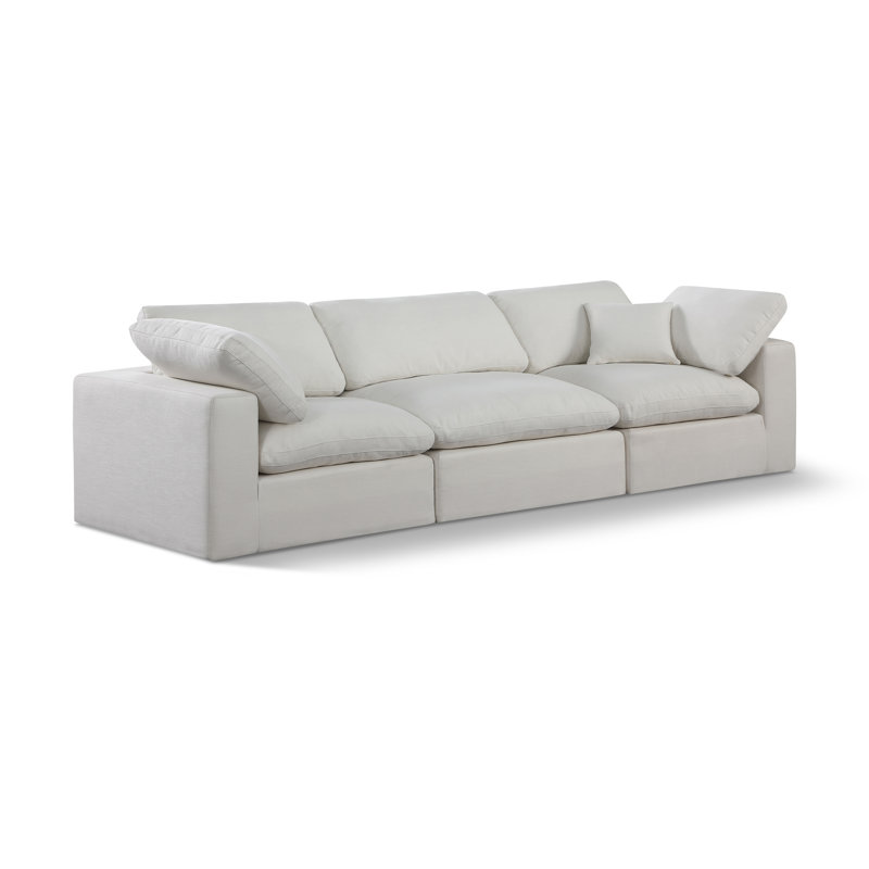 Hisamuddin 119" Linen Modular Sofa, Cream Linen Textured Fabric