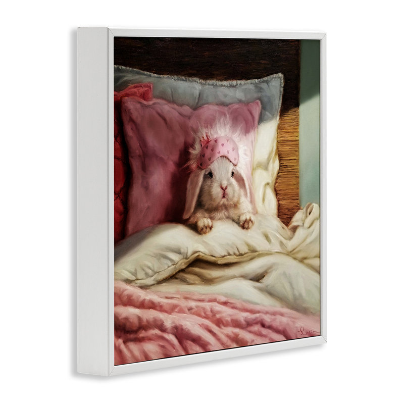 Lapin au repos, blanc cassé, par Lucia Heffernan - impression, 24" H x 24" W, Giclée encadrée blanc bord de mer