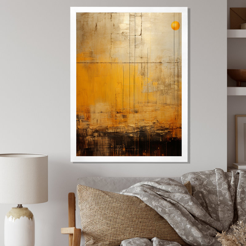 Full Moon Rustic Memories - Impression sur toile géométrique moderne, Cadre photo blanc, H 32 po x l 16 po x P 1 po