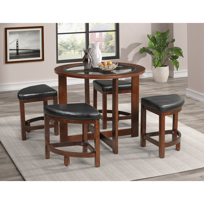 Ensemble de table à manger cinq pièces avec chaises rembourrées confortables et table ronde pour les réunions de famille et les espaces de salle à manger modernes