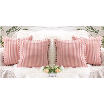 Pom-poms Cotton Blend Reversible Pillow Cover