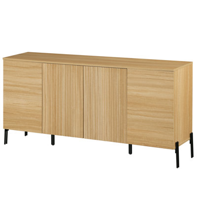 61.6"Wide Wood File Cabinet With Shelves, Minimalist Reeded Design, Modern Farmhouse Office Storage Cabinet For Study Room, Living Room by WAMPAT