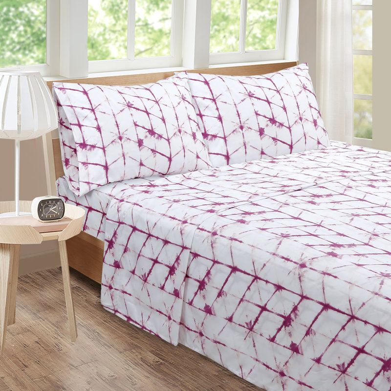 Microfiber Geometric Sheet Set, Purple