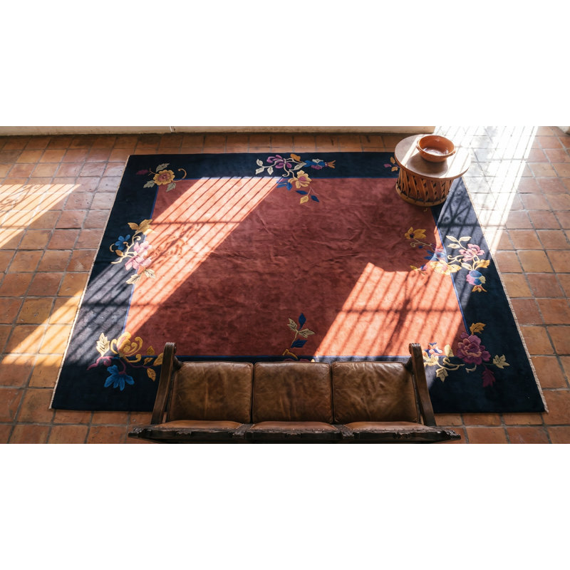 Tapis bleu marine, rouge / rouille