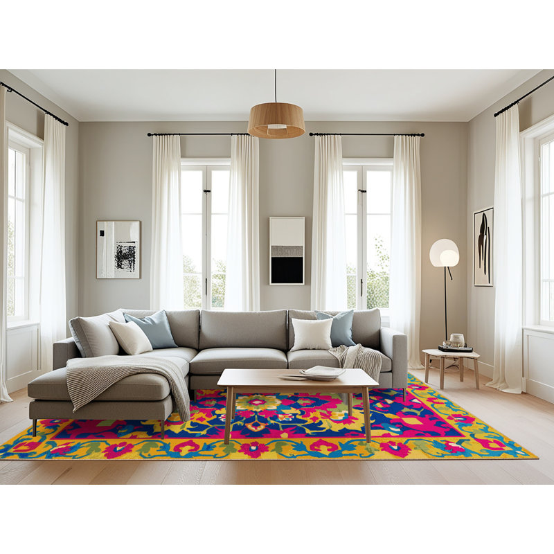 Machine Washable Tabriz Brown Area Rug, Rectangle 6' x 9'