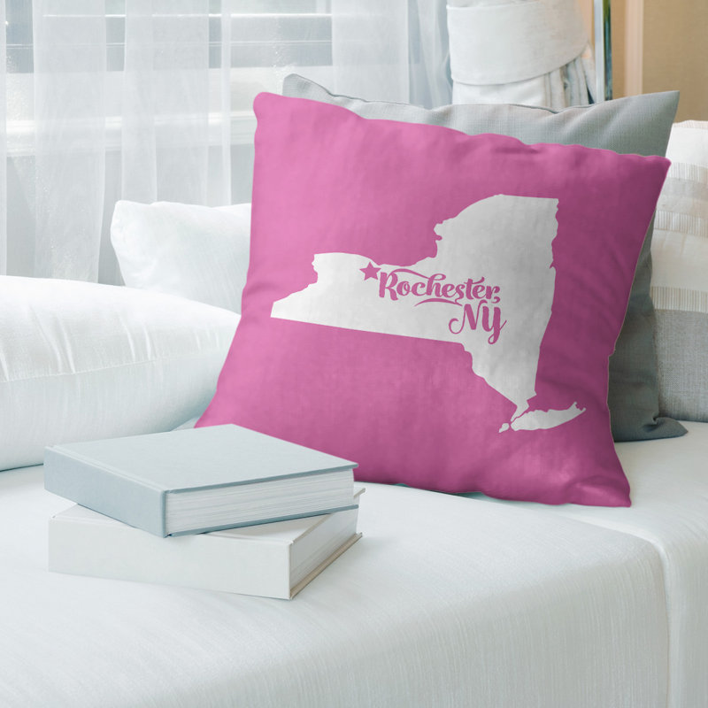 Coussin en lin nevada, Rochester, 14 po x 14 po, Rose