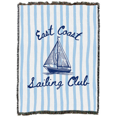 Pure Country Weavers East Coast Saling Club - Couverture jetée en tapisserie tissée en coton - Fabriqué aux États-Unis (72x54)
