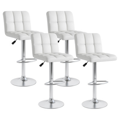 Flavienne Swivel Bar Stools Set Of 4 With Heavy-Duty Metal Base & Footrest Back