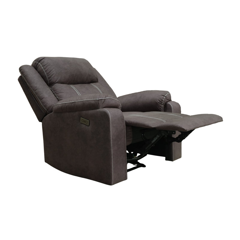 Fauteuil inclinable électrique avec ports de charge USB, tissu haute performance, support de chaise longue et coutures contrastantes, gris anthracite