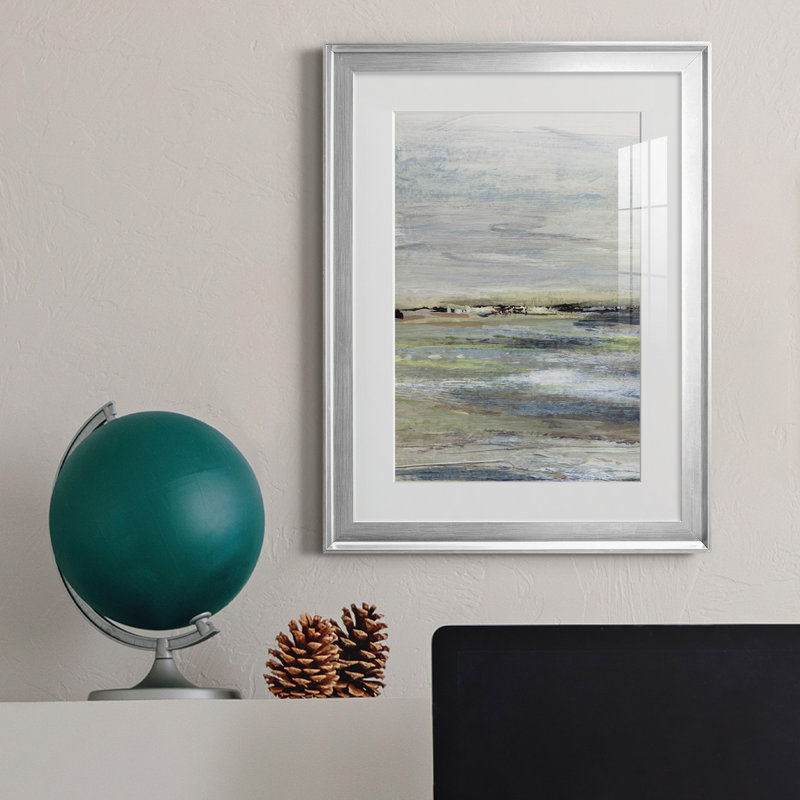 Wetlands I - peinture encadrée, H 18,5 po x l 24,5 po x P 1,5 po, Argent