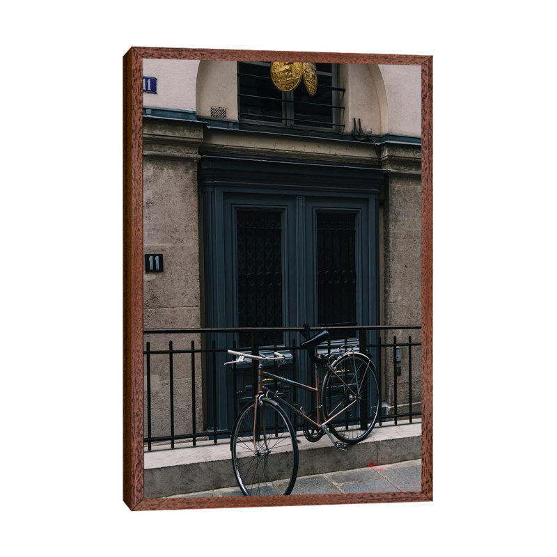 Paris Bicycle III by Bethany Young - Print on Canvas, Classic Brown Wood Framed, 101.6cm H x 66.04cm W x 3.81cm D