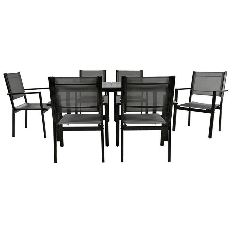 Ensemble repas extérieur pour 6 personnes, Gris