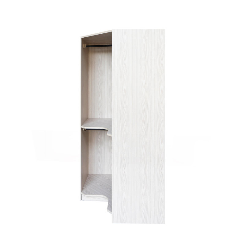 Corner Wardrobe For Efficient Storage And Space Optimization, Natural