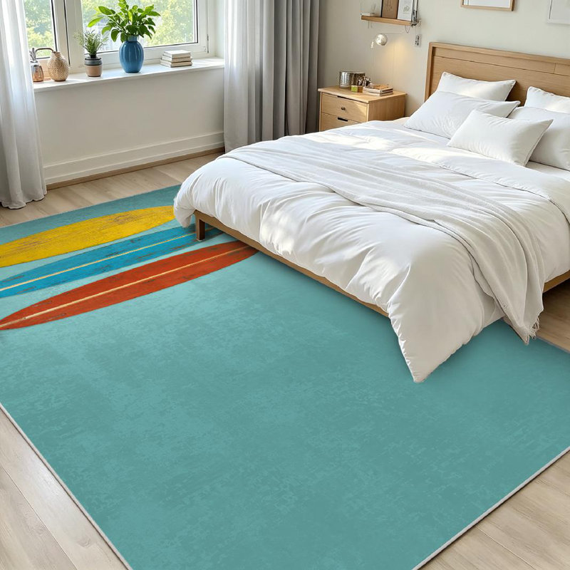 Tapis d'intérieur jaune lavable à la machine, Rectangle 71" x 98"