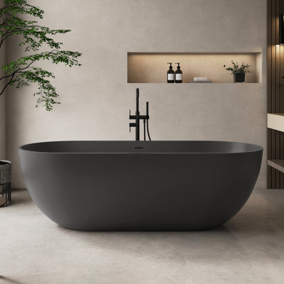 69" x 30" Freestanding Bathtub Solid Surface Stone Resin Soaking Tub
