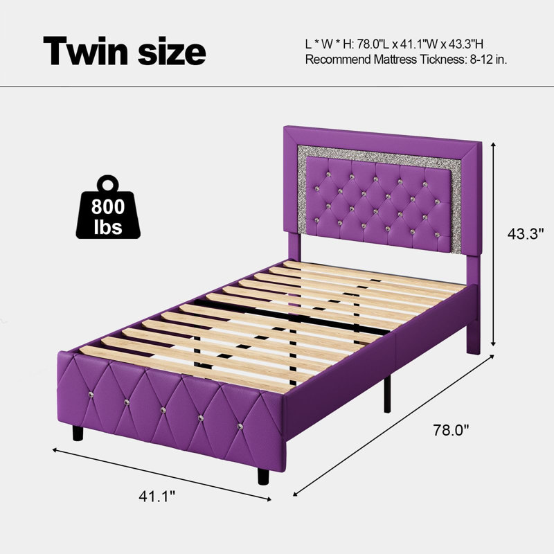 Alber Faux Leather Diamond Tufted Platform Bed with Headboard & 2 Rustic Farmhouse Nightstands Set, Barn Door End Tables with Storage Shelf