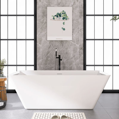 66" Freestanding Soaking Acrylic Bathtub