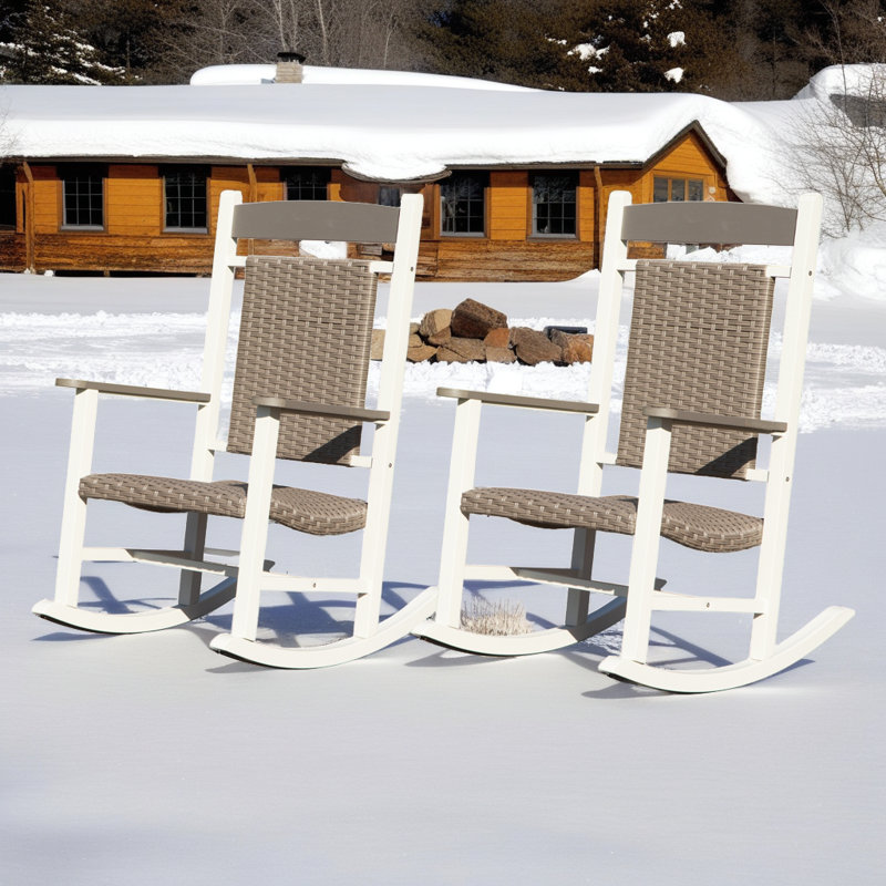 Premium HDPE & Wicker Rocking Chair - High-Back Ergonomic Design with 380LB Capacity