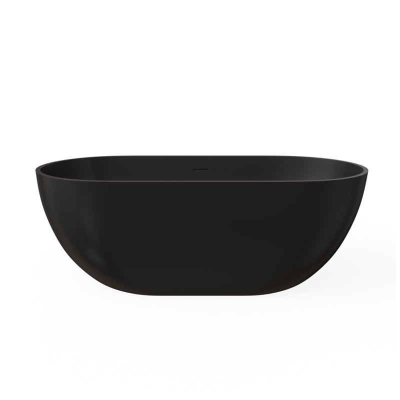 Baignoire de trempage à surface solide de 59 pouces - Baignoire profonde autoportante, Noir mat