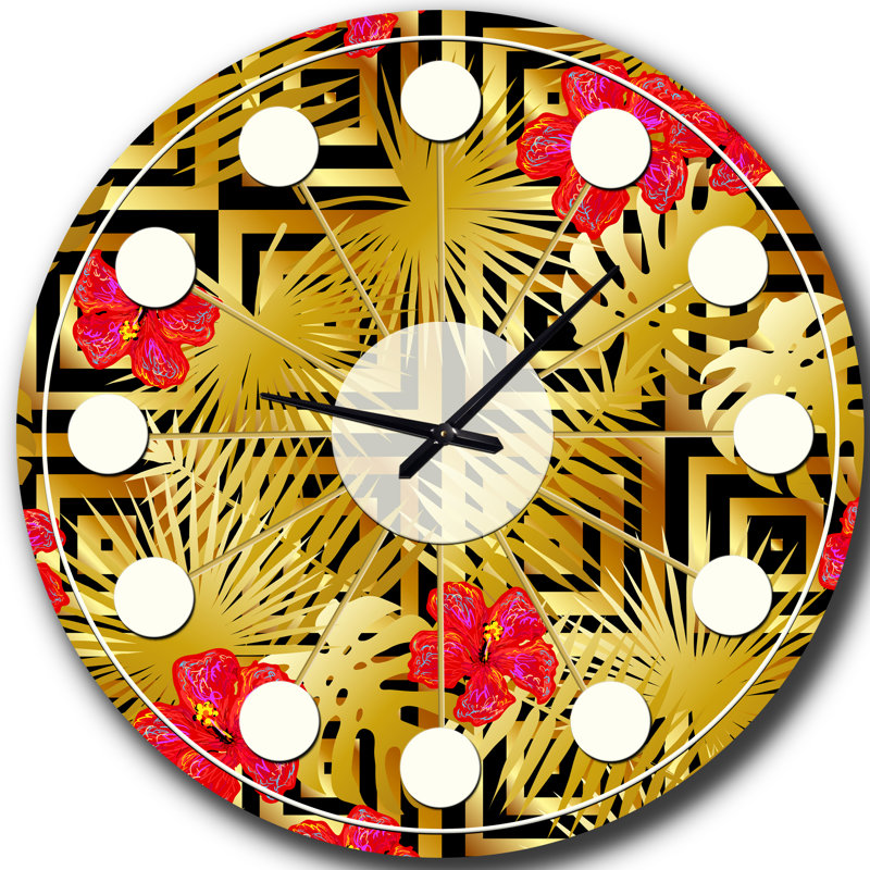 Horloge murale de style tropical tropical de luxe III - Mid-Century moderne, Moyenne