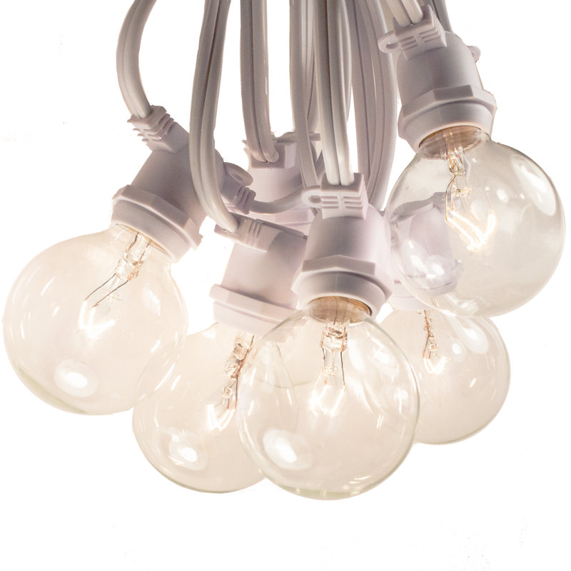 Guirlande de 100 lumières sphériques d'extérieur 100 pi, Blanc / transparent