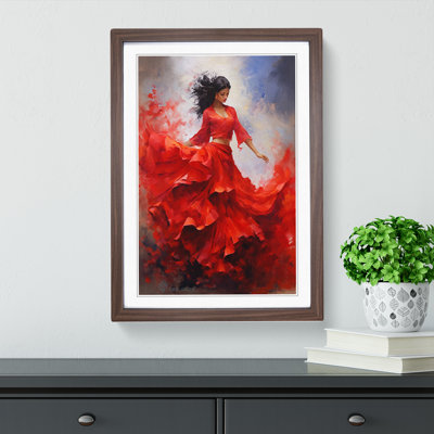 Flamenco Dancer Contemporary - Single Picture Frame Print on Wood