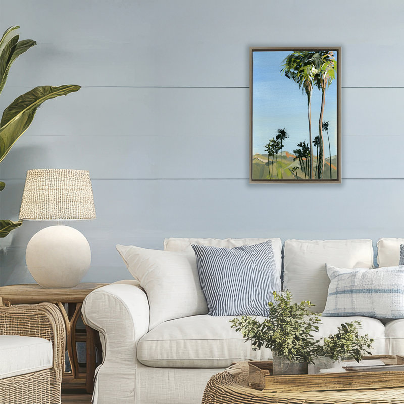 Cadre flottant Scenic Tall LA Palms, design par Brook Page, Cadre flottant orme Montalcino, H 25 po x l 17 po