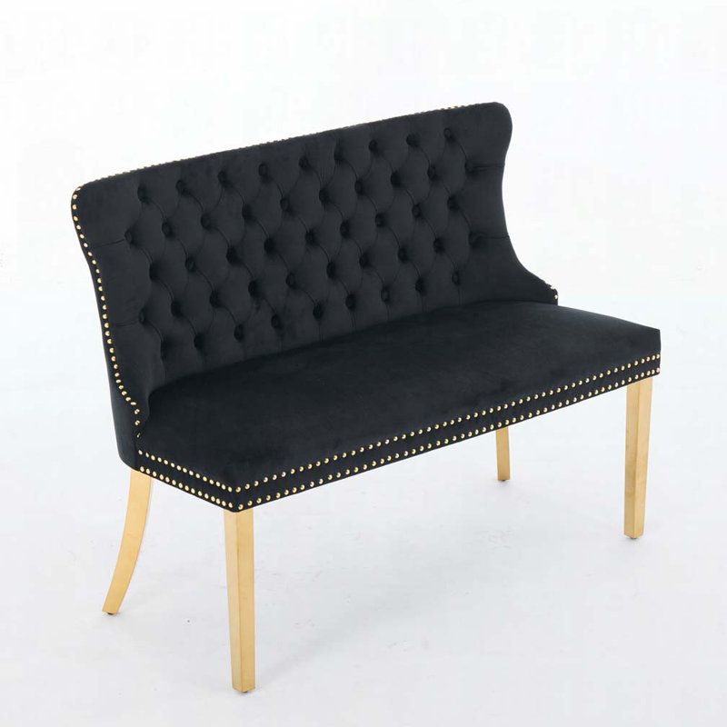 Banc en velours pour causeuse double, Doré, Noir