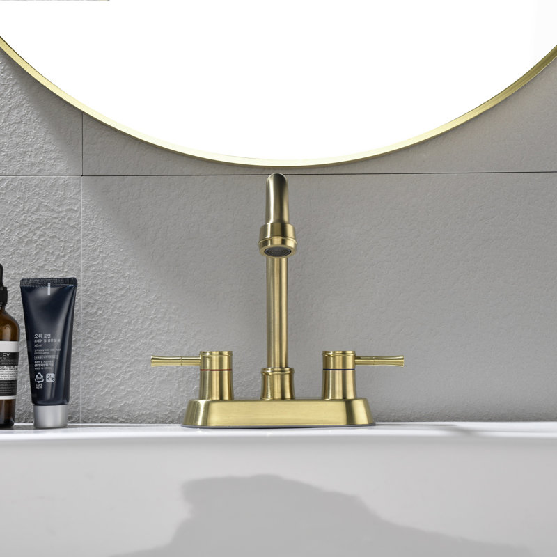 Robinet de salle de bain à ensemble central avec bonde, Or brossé