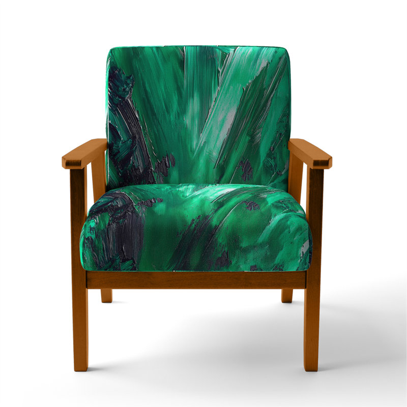 Nicosha 23'' Wide Armchair, Green Polyester, Brown Square Arms
