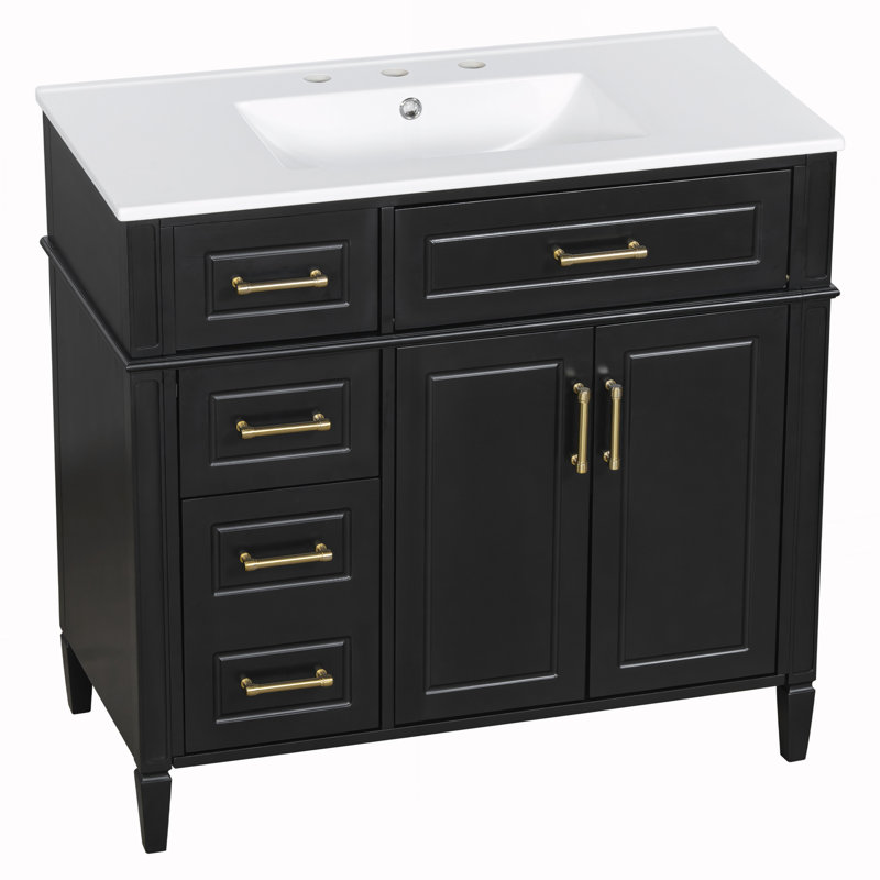 Meuble-lavabo de salle de bain avec lavabo, Black
