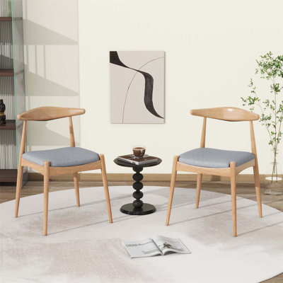 Mid-Century Modern Dining Chairs Set Of 2, Comfortable Cushioned Seats, Stylish Splayed Legs, And Durable Rubberwood Frame