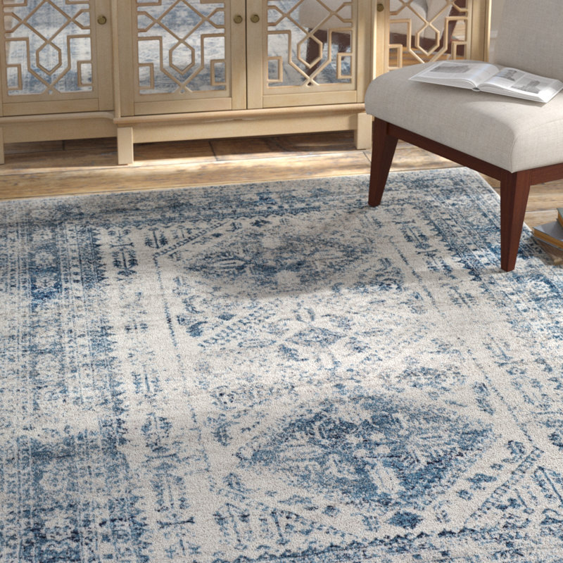 Lake City Rug, Rectangle 200cm x 274cm, Sky Blue/Light Gray//Navy