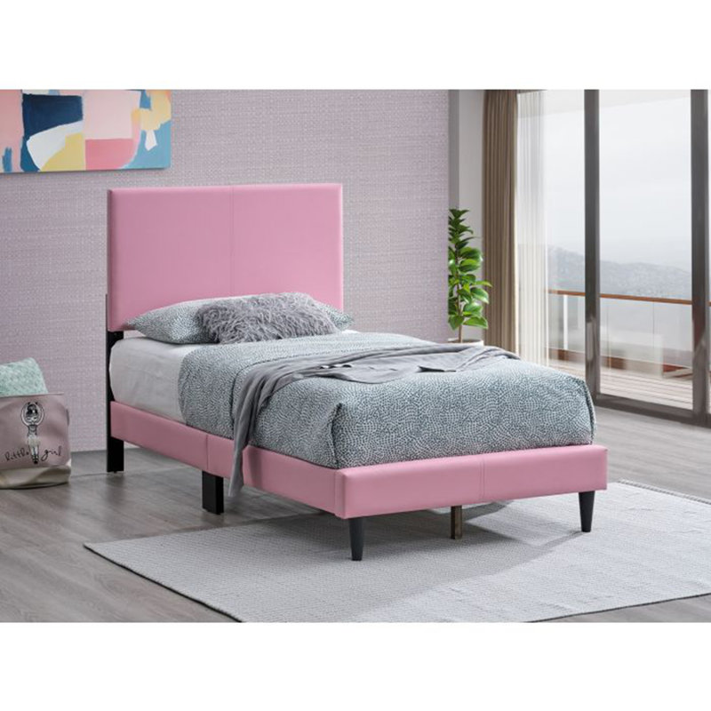 Modern Platform Bed Frame, Twin, Pink