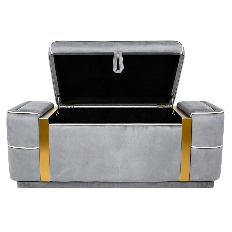 Banc de rangement avec repose-pieds Modern, Gris, Gris