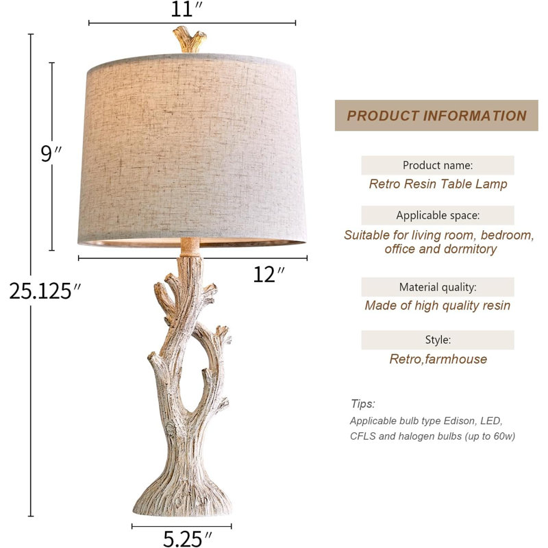 Corenna Resin Table Lamp, White