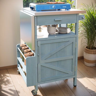 Chariot pour barbecue en bois 40,5 po avec roues verrouillables