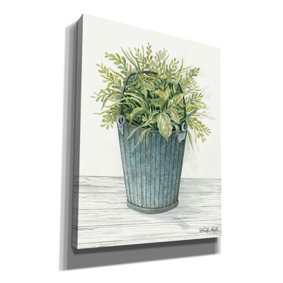«Old Bucket of Greenery» par Cindy Jacobs, art mural sur toile
