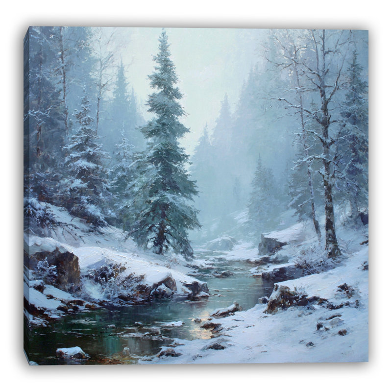 «Winter Stream», art mural sur toile tendue, H 12 po x l 12 po