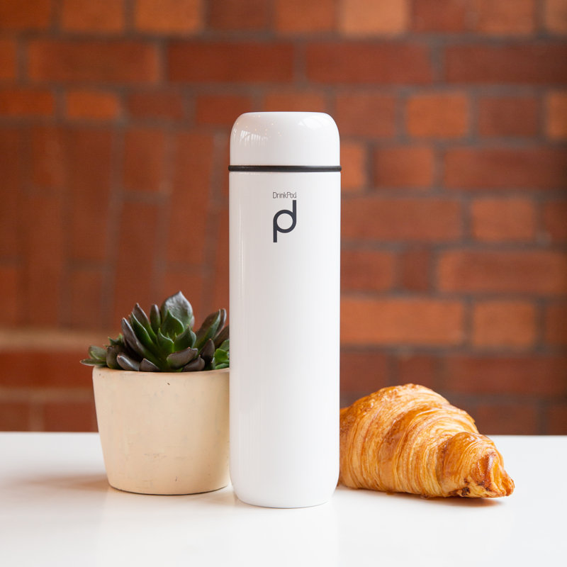Grunwerg Drink Pod 300ml Double Wall Insulated Stainless Steel (18/10) Travel Mug, White