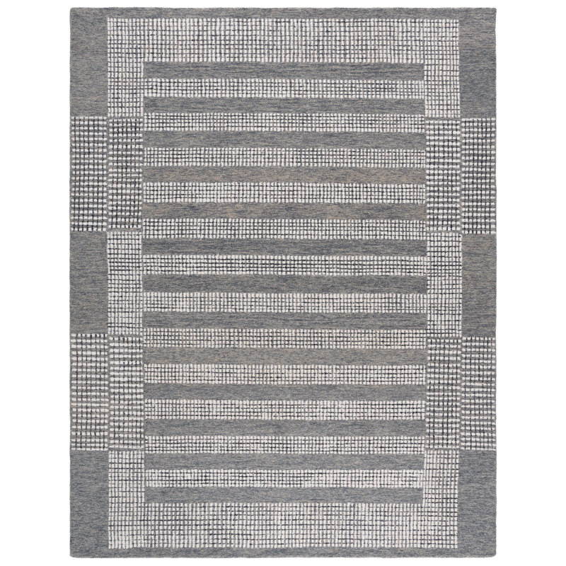 Striped Hand-Tufted Wool Area Rug, Rectangle 5' x 8'