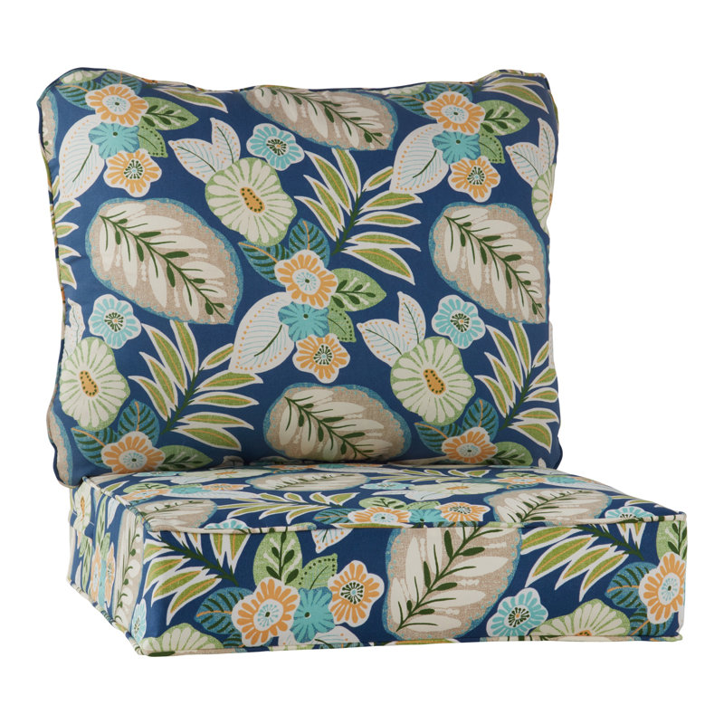 Outdoor 2-Piece Deep Seat Cushion Set, Marlow Blue Floral