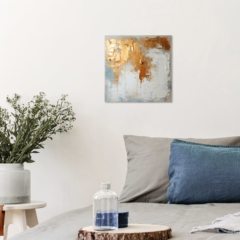 Abstract Gold Pouring from Heaven Glam Gold Canvas Wall Art Print